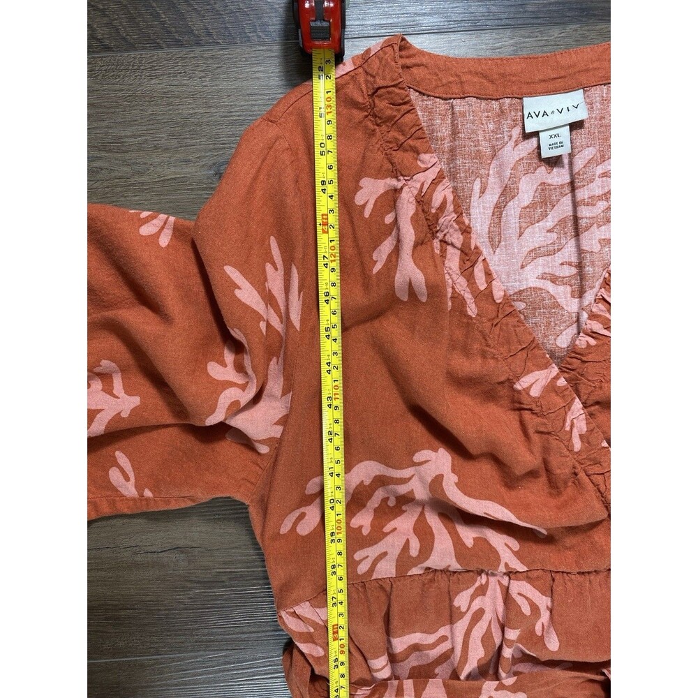 Ava And Viv Bishop Coral Rust Belted Boho Festival Maxi Dress Women’s Size XXL - Picture 8 of 8